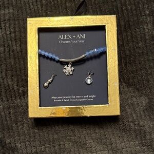 Alex and Ani Snowflake Charm Bracelet Set in Blue